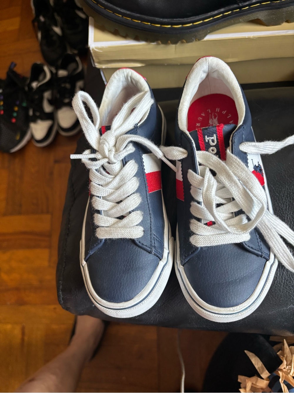 Ralph Lauren Navy, White & Red Kids Sneakers